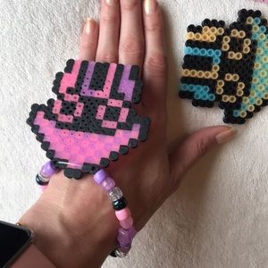 Handmade Kandi Bracelet Duo – Nintendo Blooper BFF Set | Rave Festival EDM PLUR